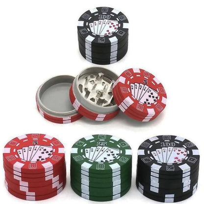 Herb Cutter Grinder Metal Plastic Cigarette Accessories Gadget Smoke Pipe Accessories Poker Chip Style 3-layer Spice Cutter Tool