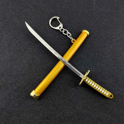 Mini Roronoa Zoro Samurai Sword Keychain Anime  Plastics Scabbard Key Chain Ring Katana Buckle for Men Cosplay Toy Jewelry Gift