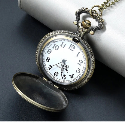 Retro Punk Pirate Captain Double Knife Quartz Pocket Watch with Necklace Chain Pendant Bracelet Gift for Male Men Vintage Clock