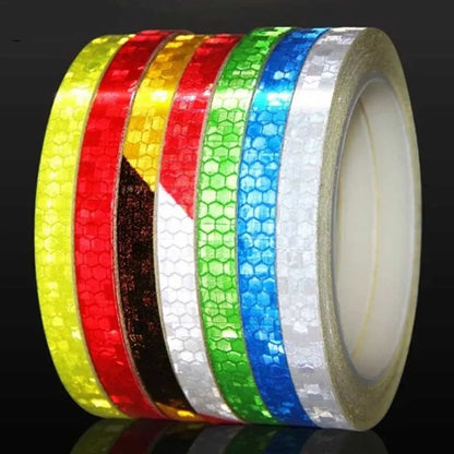 Cinta reflectante fluorescente para bicicleta de montaña, 1 cm x 8 m, para casco de bicicleta, motocicleta y scooter