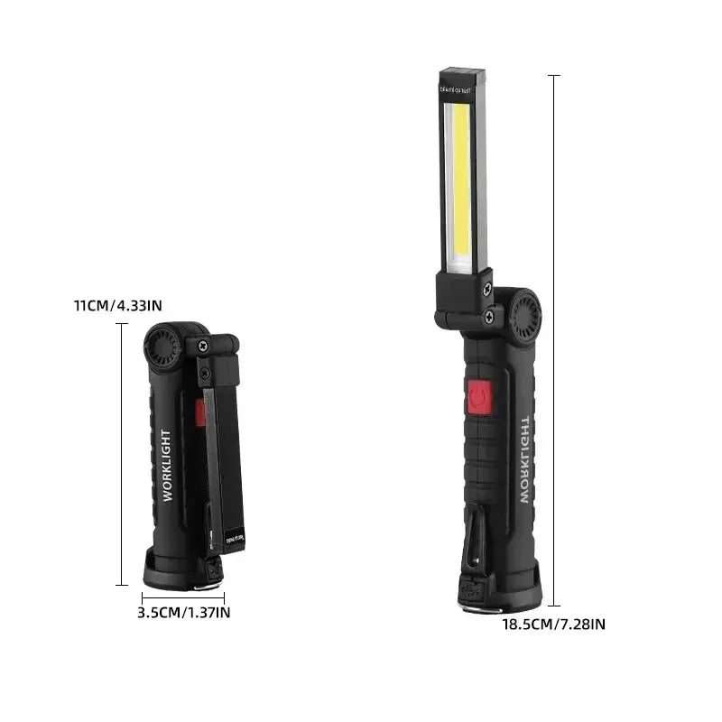 USB Rechargeable Camping LED Flashlight Work Light Magnet and Hook Waterproof Lighting Mode Suitable for Night Work