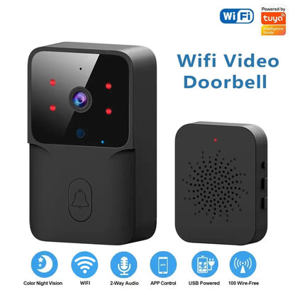 ONENUO WiFi Doorbell Home Tuya WiFi Wireless Doorbell DC AC Battery Powered Camera Bell with Alexa Google Doorbell Camera