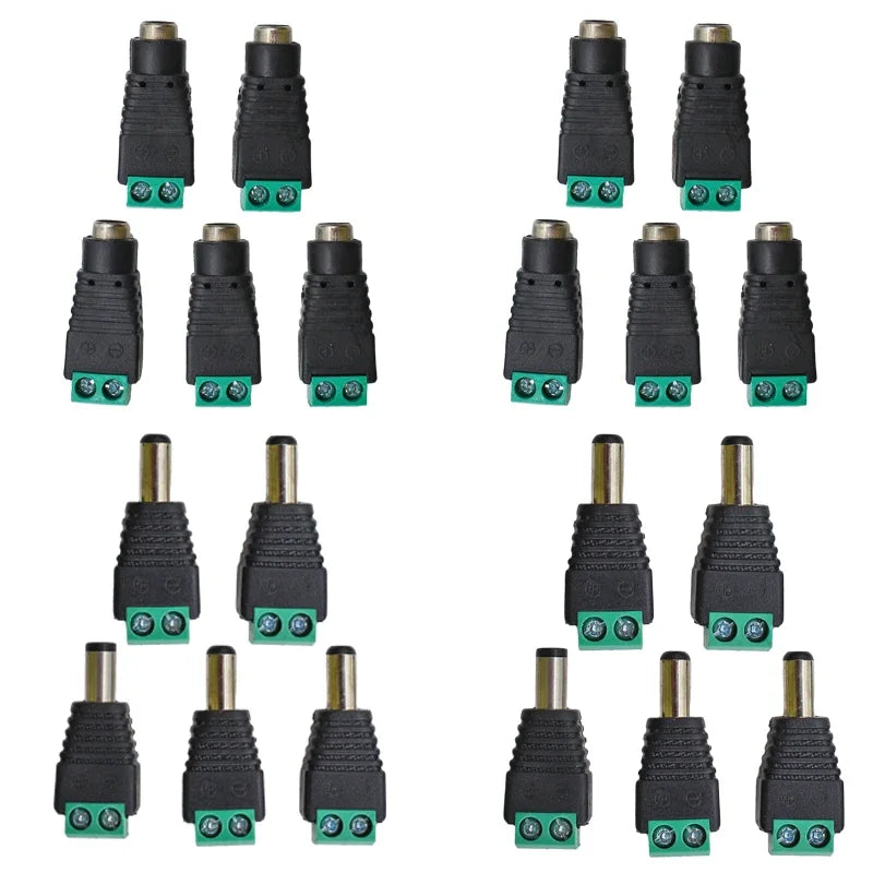 5pairs DC 12V Male Female Connectors 2.1*5.5mm Power Plug Adapter Jacks Sockets Connector For Signal Color LED Strip CCTV Camera