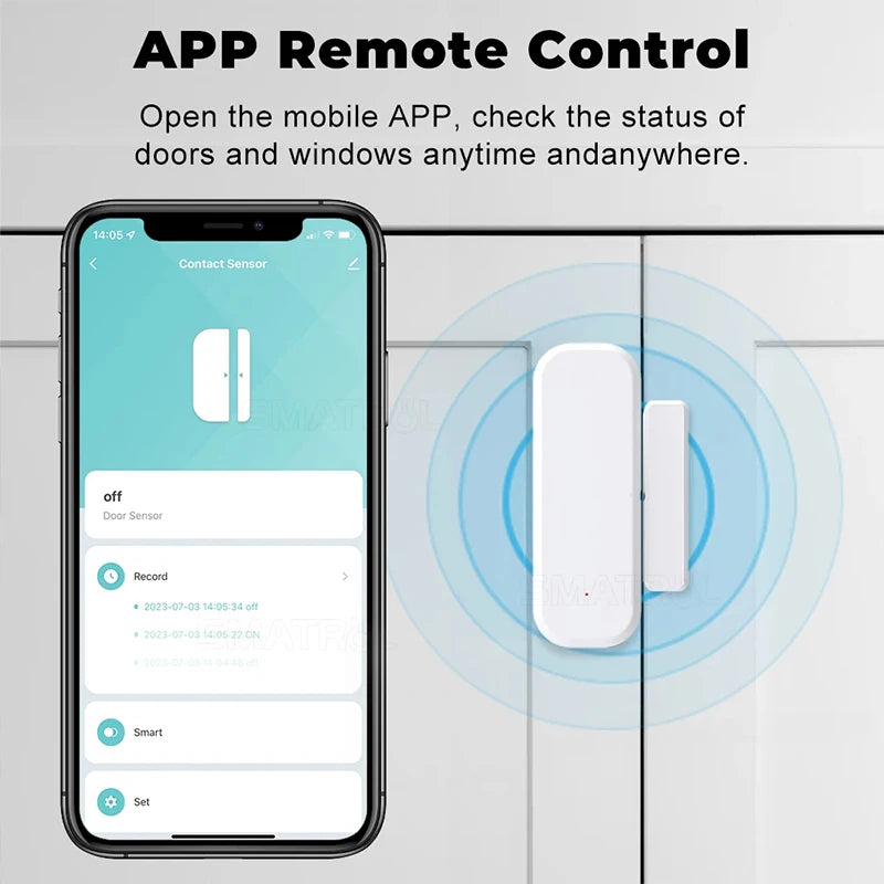 Sensor de ventana y puerta inteligente Tuya WiFi, sistema de alarma de protección de seguridad para el hogar inteligente, detectores de apertura y cierre de puertas para Alexa Google Home