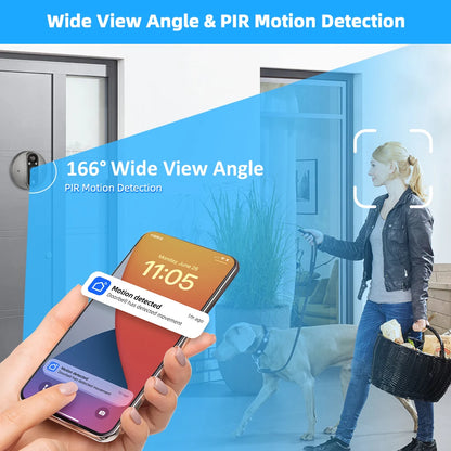 3MP Tuya Smart Life APP Home Battery WiFi Video Digital Door Peephole Viewer PIR IR Door Bell Magic Eye FHD Camera Alexa Google