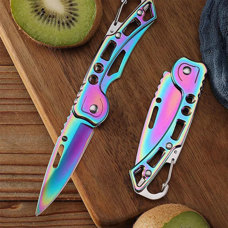 Stainless Steel Survival Knife Keychain, Folding Multifunctional Tactical Knife For Outdoor Hunting Camping