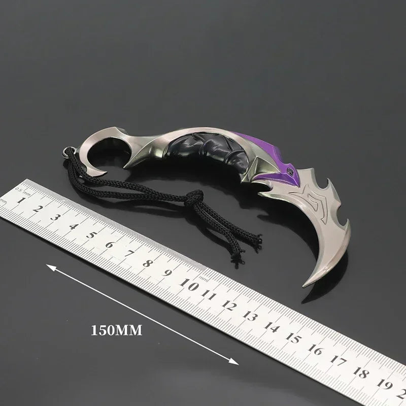 Valorant - Cuchillo Karambit de 15 cm para combate cuerpo a cuerpo, espada samurái katana periférica de metal, hoja sin cortar, adornos, juguetes de regalo para niños