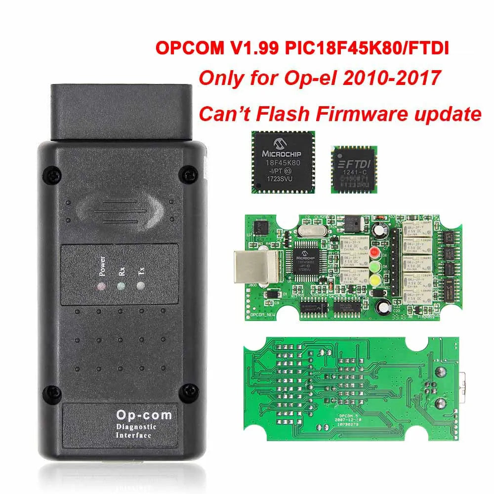 OPCOM V5 para Opel 2021 OP COM 1.70 actualización de firmware flash Cable de diagnóstico de coche OP-COM PIC18F458 CAN BUS OBD 2 OBD2 Herramientas automáticas