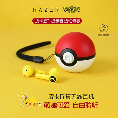 Pokemon Pikachu Earphones Wireless Bluetooth 5.0 Razer Sport Noise Reduction Headphones Touch Control Microphone Universal Gifts