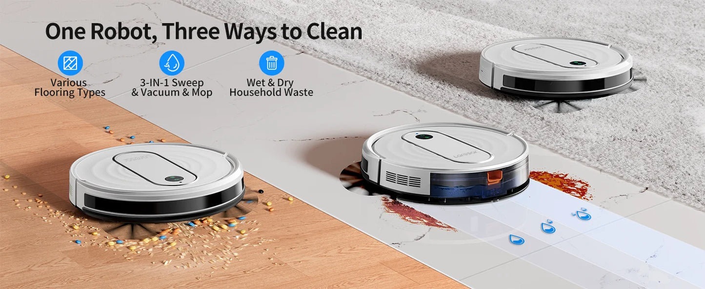 Laresar P10 Robot Vacuum Cleaner Mop 4500Pa Cordless APP Control Smart Gyroscope Planned Map Home Floor Washing Carpet Cleaning