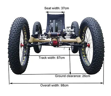 2023 New Powerful Dual 500watt Mid Motor Fat Tire Hunting Electric Recumbent Quad Bike