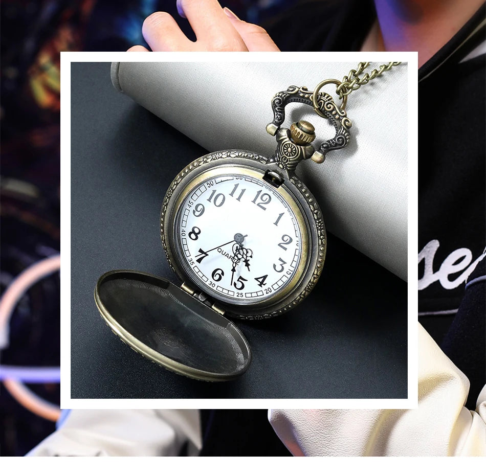 Reloj de bolsillo de cuarzo con doble cuchillo y diseño de capitán pirata punk retro con cadena y colgante, pulsera, regalo para hombre, reloj vintage