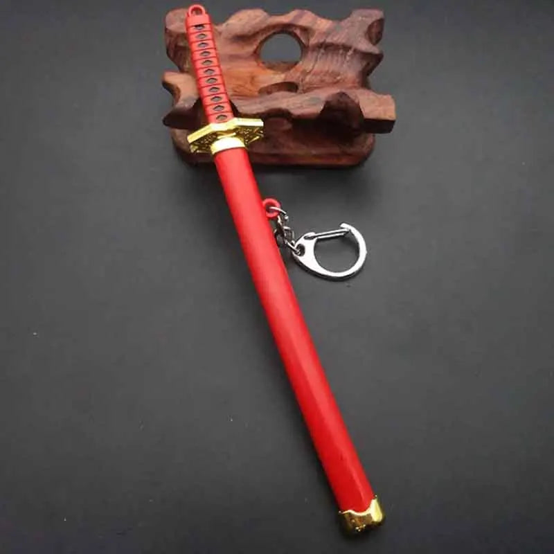 Mini Roronoa Zoro Samurai Sword Keychain Anime  Plastics Scabbard Key Chain Ring Katana Buckle for Men Cosplay Toy Jewelry Gift