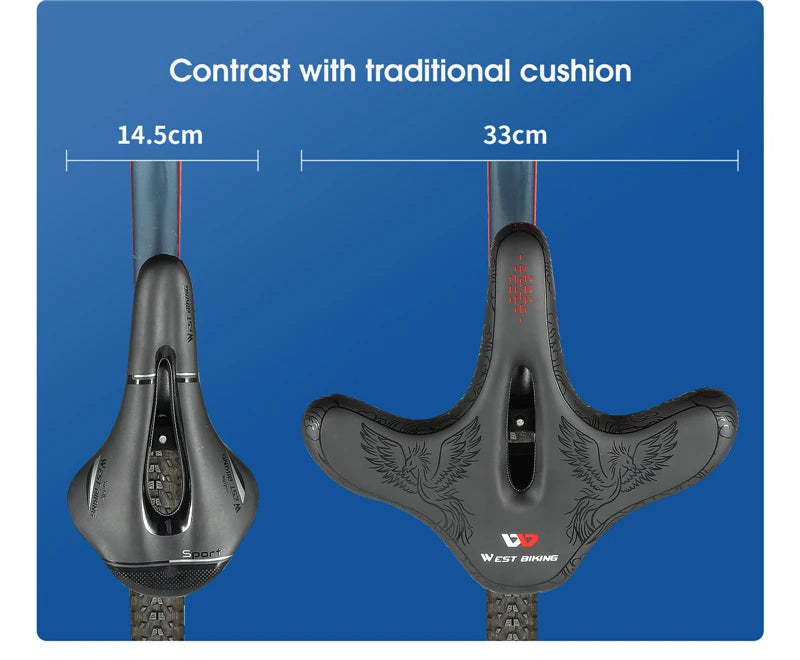 Sillín de bicicleta ergonómico WEST BIKING para ciclismo de larga distancia, con cojín ancho y grueso, cómodo sillín para bicicleta de montaña y turismo