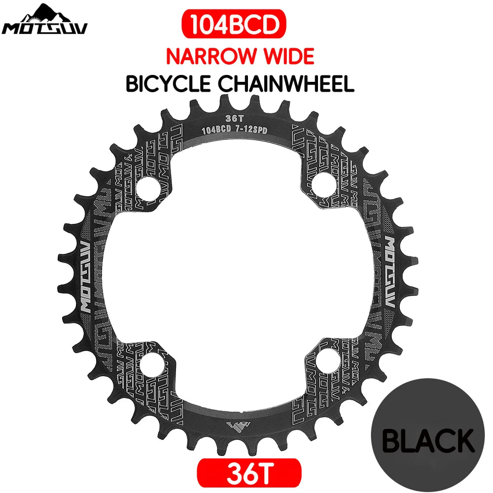 Bicycle Crank 104BCD Round Shape Narrow Wide 32T/34T/36T/38T MTB Chainring Bicycle Chainwheel Bike Circle Crankset Single Plate