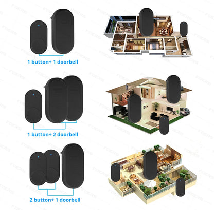 Timbre inalámbrico resistente al agua, timbre de bienvenida para el hogar, timbre inteligente con 32 canciones, alarma con melodías inteligentes y batería - Fuers M558