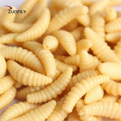 Promotion 50PCS 2cm 0.3g Maggot Grub Soft Fishing Lure Hooks Smell Worms Glow Shrimps Fish Lures