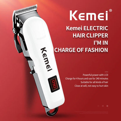 Cortadora de pelo profesional Kemei, cortadora de pelo inalámbrica, cortadora de barba para hombres, kit de corte de pelo eléctrico, máquina de corte de pelo recargable