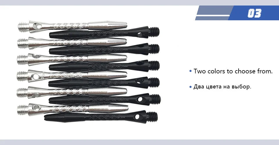 Yernea High-quality 6Pcs/Lot Darts Shaft Aluminium Alloy Material 45mm Shafts Silvery White and Black Two Colour