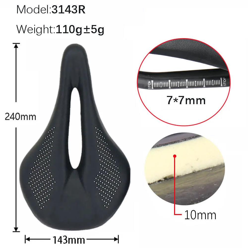 ELITA ONE MTB/Road Bike Saddle 240*143mm Carbon Fiber Super Light Leather 96g