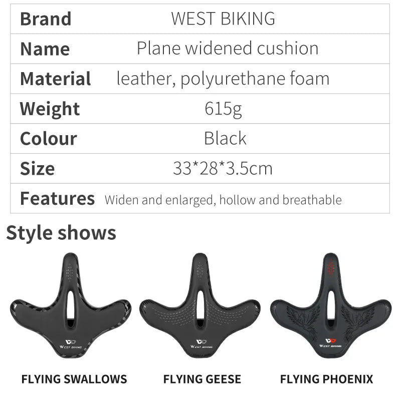 Sillín de bicicleta ergonómico WEST BIKING para ciclismo de larga distancia, con cojín ancho y grueso, cómodo sillín para bicicleta de montaña y turismo