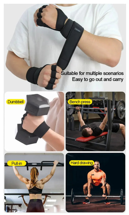 1Pair Training Sport Gloves for Men Women Workout Fitness Body Building Weightlifting Gym Hand Wrist Palm Protector Dumbbells Ha