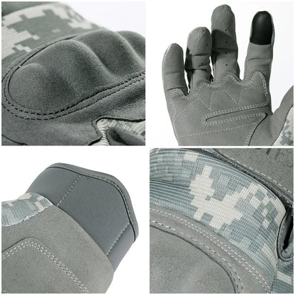 Guantes tácticos ACU camuflaje pantalla táctil paintball combate lucha carcasa dura bicicleta guantes de dedos completos hombres