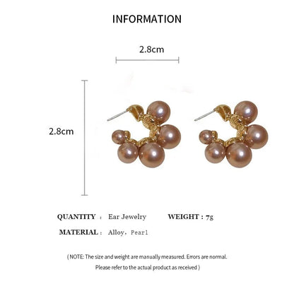 Imitation Pearl Earrings For Women 2023 Trending Round Stud Earrings For Wedding Party Elegant Jewelry Fashion Accessories