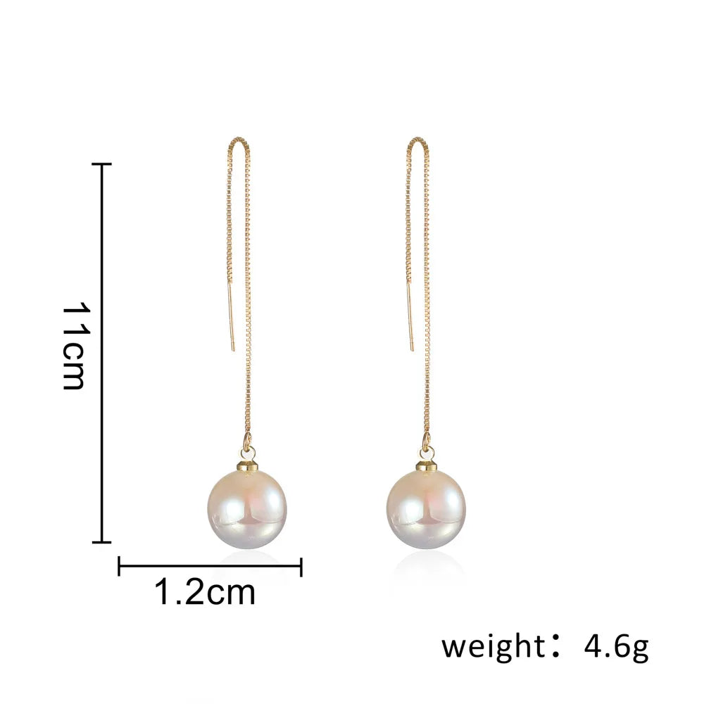 2022 New Trend Simulation Pearl Long Earrings Women's Flower Rhinestone Wedding Pendant Earrings Fashion Korean Jewelry Earrings