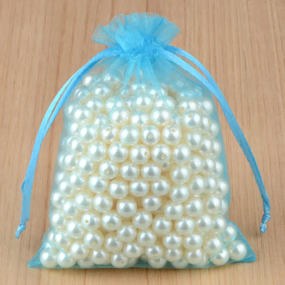 100 piezas 24 colores bolsa de embalaje de joyería 5*7 7*9 9*12 10*15 cm bolsas de organza almacenamiento de regalo bolsas de cordón de boda al por mayor