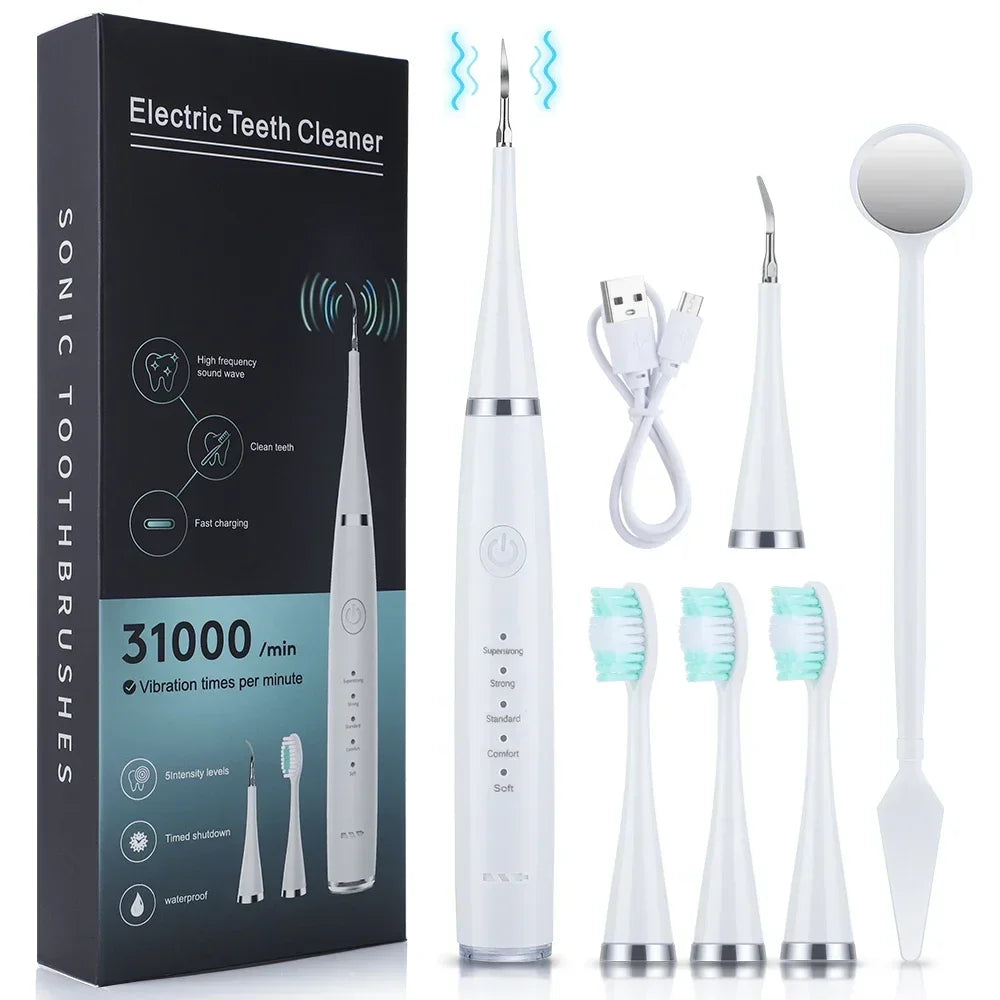 Home Electric Toothbrush with Sound Wave Cleaning Multifunctional 3-in-1 Teeth Scaling Whitening Care USB Charging Oral Cleaning