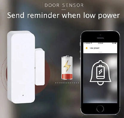 Sensor de puerta WiFi Tuya Contacto de ventana Abrir y cerrar Control remoto de aplicación Tuya Compatible con Alexa Asistente de Google