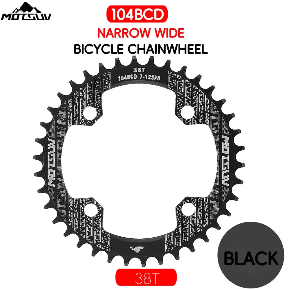 Bicycle Crank 104BCD Round Shape Narrow Wide 32T/34T/36T/38T MTB Chainring Bicycle Chainwheel Bike Circle Crankset Single Plate