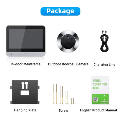 4.3 Inch WiFi Peephole Tuya Smart 1080P WiFi Peephole Video Camera Home Security Night Vision Video Door Camer