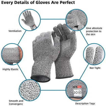 HPPE Level 5 Safety Anti Cut Gloves High-strength Industry Kitchen Gardening Anti-Scratch Anti-cut Glass Cutting Multi-Purpose