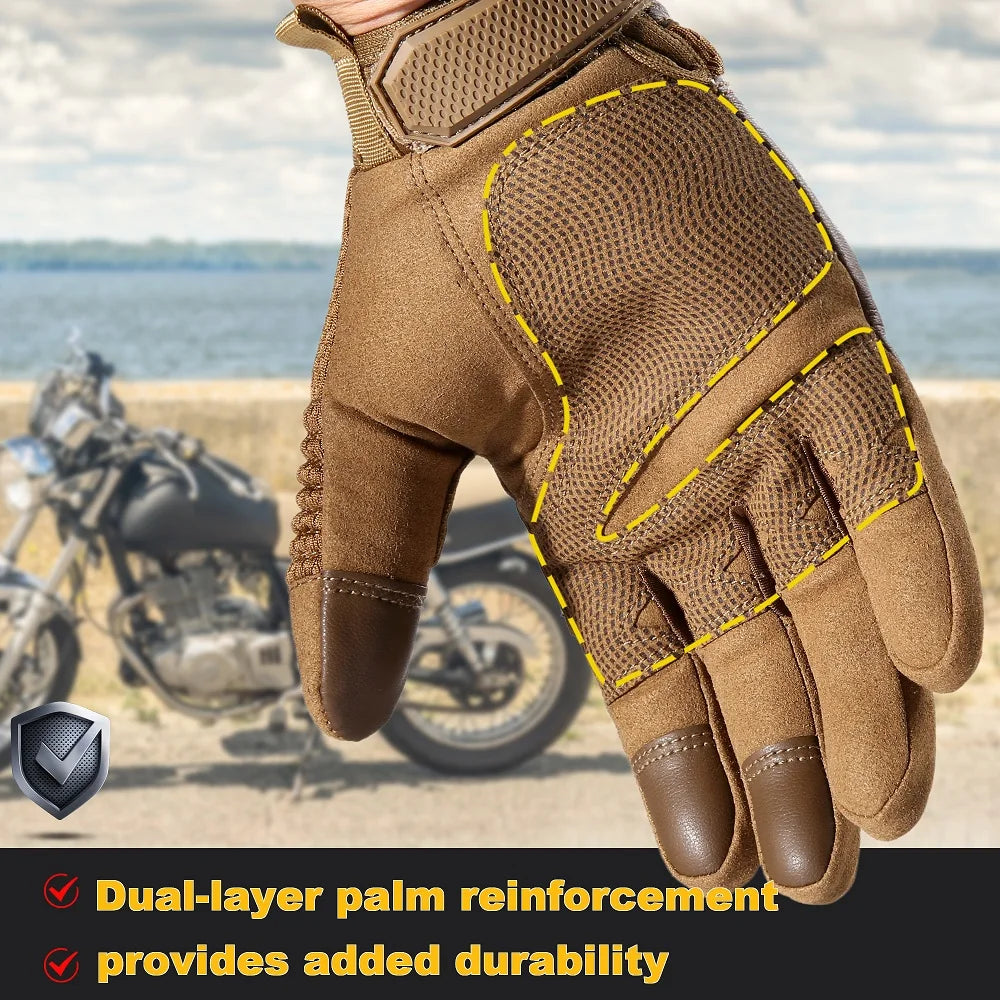 Guantes tácticos de cuero PU con pantalla táctil para ciclismo, de carcasa dura, para senderismo, combate, caza, airsoft, conducción, bicicleta, antideslizantes