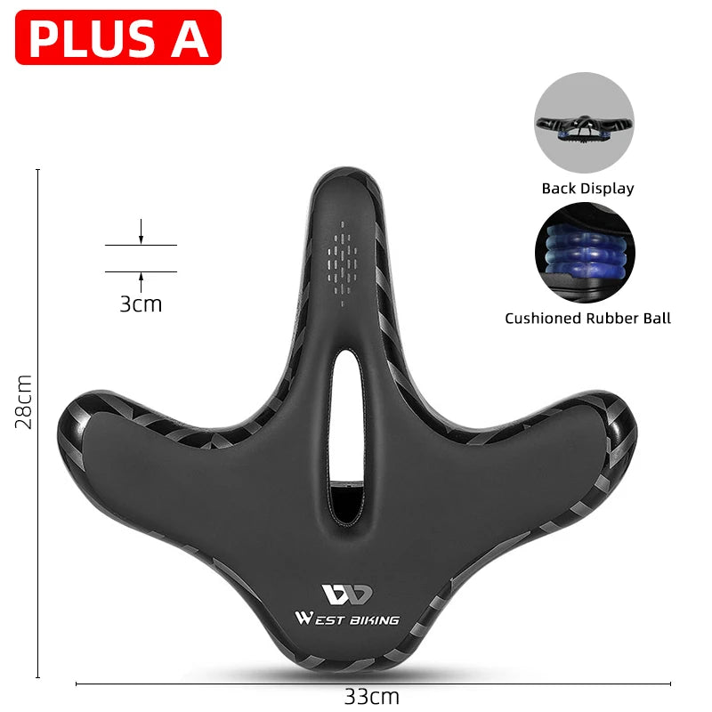 Sillín de bicicleta ergonómico WEST BIKING para ciclismo de larga distancia, con cojín ancho y grueso, cómodo sillín para bicicleta de montaña y turismo