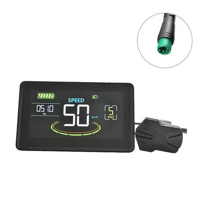 Pantalla LCD para bicicleta eléctrica H6C, medidor de 24 V-60 V, panel LCD a color con USB UART para bicicleta eléctrica (5 pines)