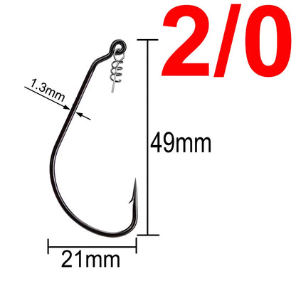 20pcs Wide Gap Worm Fishing Hooks Jig Crank Big Bass Hook Black High Carbon Steel Crank Barbed Hook for Soft Fishing Lure