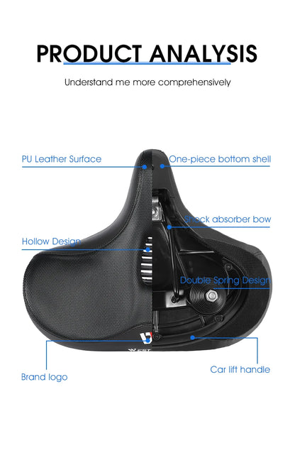 Sillín de bicicleta ergonómico WEST BIKING para ciclismo de larga distancia, con cojín ancho y grueso, cómodo sillín para bicicleta de montaña y turismo