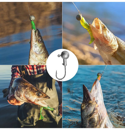 JYJ 1g 2g 3g 4g 5g 10g 20g 22g 25g 28g anzuelo de pesca con cabeza plomada, señuelo de pesca con cebo duro, gusano blando, anzuelo de pesca