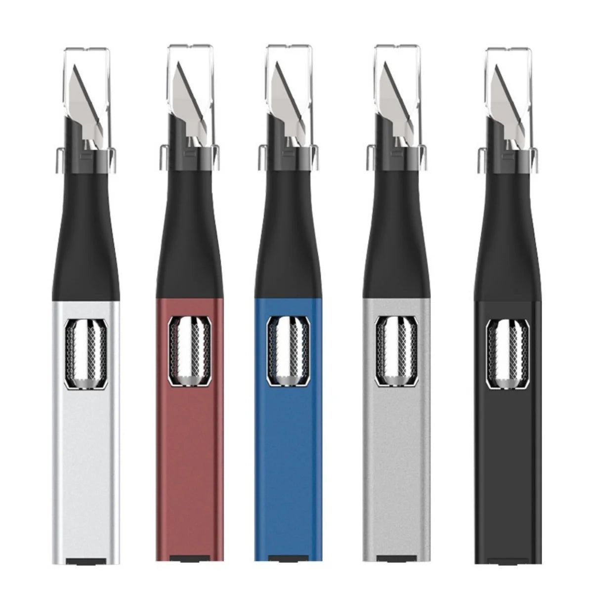 Pen-shaped DIY aluminum handle carving knife comes with 5 horseshoe art blades that can be replaced by yourself，outdoor knives