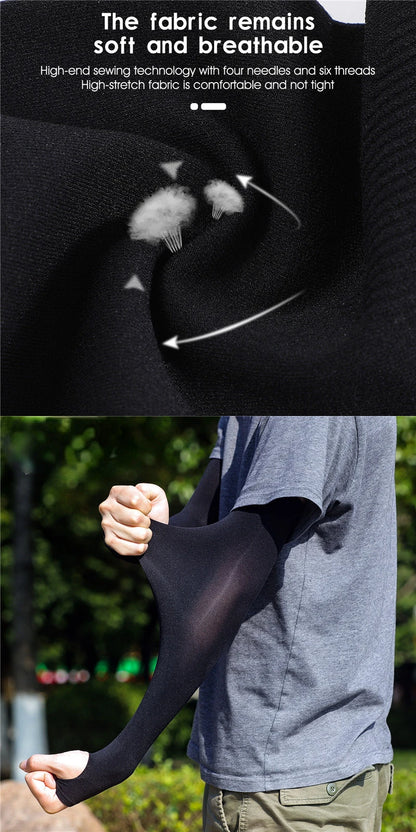 1 Pair Summer Finger Sleeve Ice Cool Wearing High Elastic Elbow Spring Outdoor Riding Fingerless Fishing Custom Ice Silk Sleeve