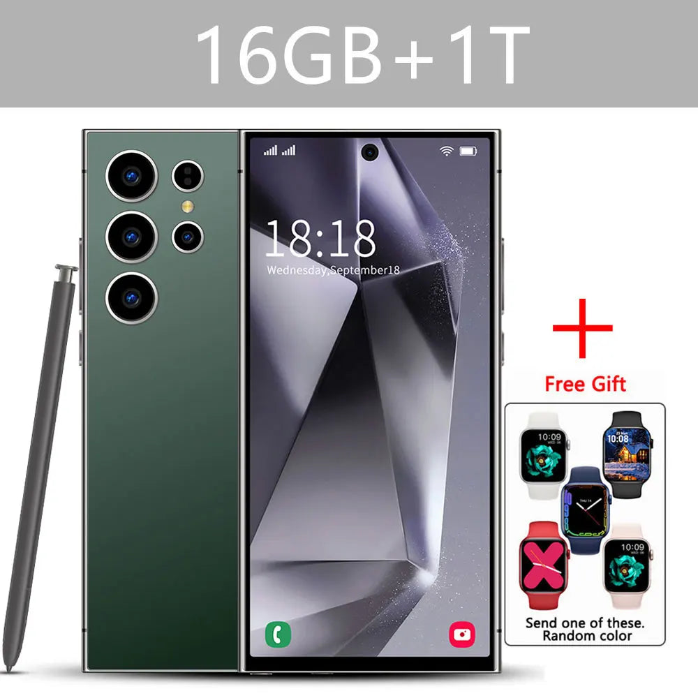 S24 Ultra Android Smartphone 7.3'' HD 5G Snapdragon 8 Gen 3 16GB+1TB Cellphones Mobile Phones Face Unlocked Cell Phone Tablet