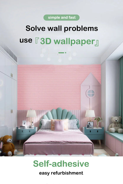 DIY 3D Wall Sticker Wallpaper Roll Self Adhesive Foam Brick Soft Kitchen Room Wall Decor Wall Panels Background Wall Decoration