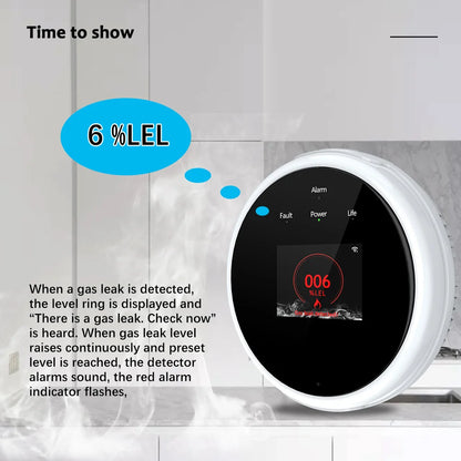 WiFi GAS LPG Leak Sensor Alarm Fire Security Detector Tuya APP Control Safety Smart Home LCD Display Natural Gas Leak Detectors