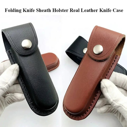 Folding Knife Scabbard Tool Portable Flashlight Belt Loop Case Holder Leather Sheath Pocket Hunt Camp Outdoor Carry