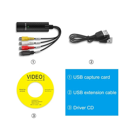 USB 2.0 Video Audio Converter Capture Card Easy Cap Video Audio Converter TV DVD VHS Audio Capture Adapter Card TV Video DVR