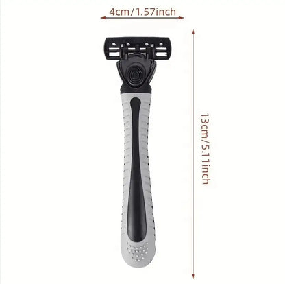 6-Layer Razor Head Manual Shaver , Stainless Steel Classic Double Edge Blade Razor Safety Shaving Beard Moustache Manual Shaver