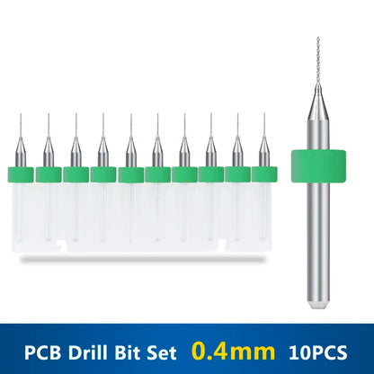 XCAN 10 piezas/juego de brocas mini para PCB de carburo de tungsteno de acero de 0,3 mm a 1,2 mm para máquina de brocas CNC para circuitos impresos